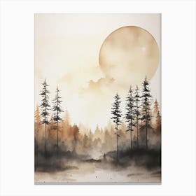 Watercolour Painting Of Bialowieza Forest   Poland And Belarus0 Canvas Print