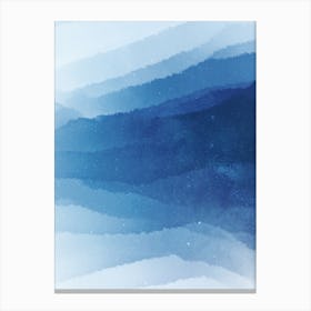 Minimal art abstract fresh blue waves watercolor painting Canvas Print