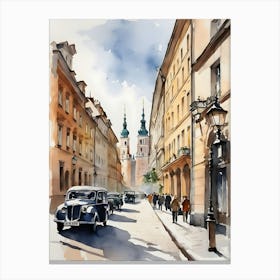 Warsaw Poland Watercolor Canvas Print
