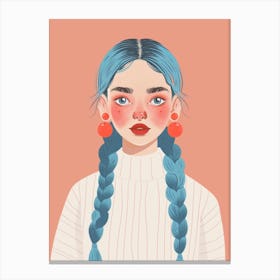 Blue Hair Girl Canvas Print