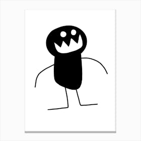 Kids Art Black  Mascot Monster Canvas Print