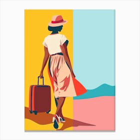 Woman With Suitcase Canvas Print