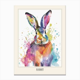 Rabbit Colourful Watercolour 3 Poster Canvas Print