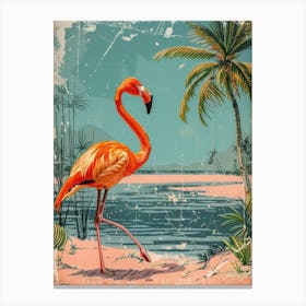 Greater Flamingo Pakistan Tropical Illustration 2 Canvas Print