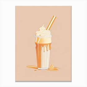 Caramel Milkshake Dairy Food Minimal Line Drawing Canvas Print