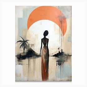 Tribal Moonbeam, Boho Art Style Canvas Print