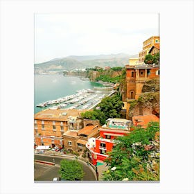 Building At The Seaside, Sorrento, Sorrentine Peninsula, Naples Province, Campania, Italy Canvas Print