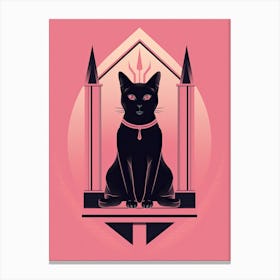 The Hierophant Tarot Card, Black Cat In Pink 2 Canvas Print