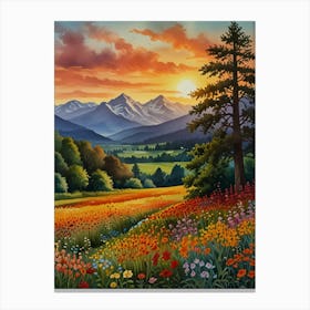 Sunset In The Meadow 11 Canvas Print