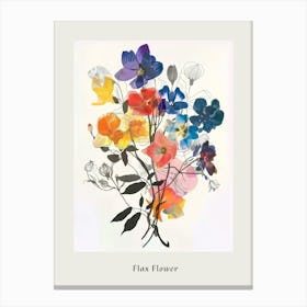 Flax Flower Collage Flower Bouquet Poster Canvas Print