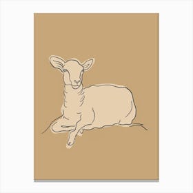 Sheep - Boho, Line Art 4 Canvas Print