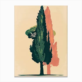 Cypress Tree Colourful Illustration 4 Canvas Print
