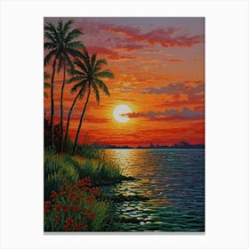 Sunset At The Beach Canvas Print