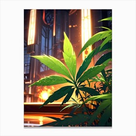 Marijuana Plant In Front Of A Building Canvas Print