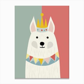 Little Arctic Wolf 2 Wearing A Crown Canvas Print