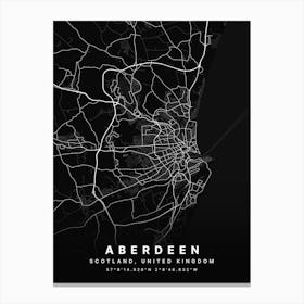 Aberdeen Scotland Black Map Canvas Print