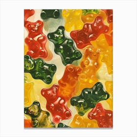 Rainbow Gummy Bears Retro Food Illustration Inspired Canvas Print