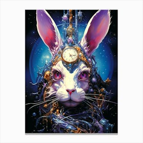 Rabbit In A Clock Canvas Print