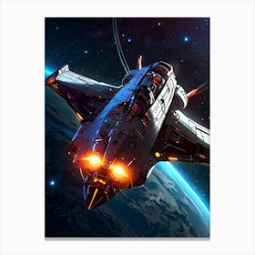 Spaceship In Space Canvas Print