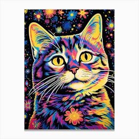 Celestial Pawprints, Psychedelic Cats series Canvas Print