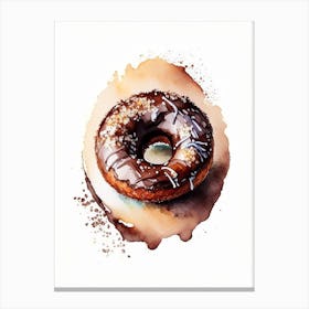 Chocolate Coconut Donut Cute Neon 1 Canvas Print