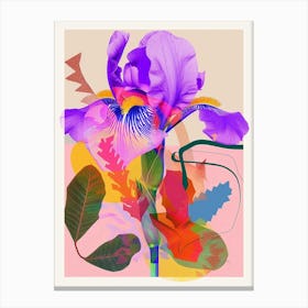 Iris 4 Neon Flower Collage Canvas Print