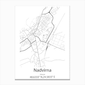 Nadvirna,Ukraine Minimalist Map Canvas Print