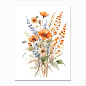 Watercolor flowers bouquet autumn style Canvas Print