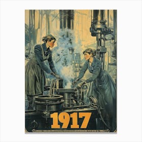 Aihrgdesign A Vintage Industrial Poster Showing Women Working 2eab482d Bd2c 45cf A6a9 Aba2df981be5 3 Canvas Print