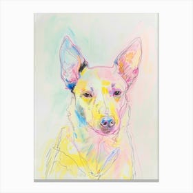 Dog Pastel Line Pink Yellow Illustration Canvas Print