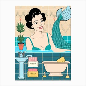 Mermaid In The Bath Canvas Print