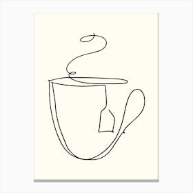 Tea Cup Illustration Monoline Hand Drawing Aesthetic Illustration Canvas Print