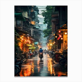 Rainy Street In Vietnam Canvas Print