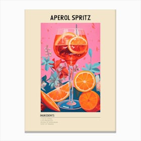 Aperol Spirtz Cocktail Ingredients Poster Canvas Print