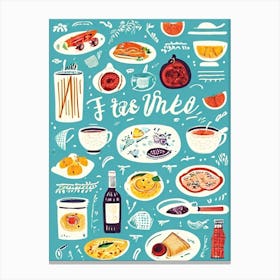 Chinese Food, Food And Drink Seamless Pattern, Foodie Traveler A Delicious Pattern Featuring Iconic Dishes From Different Countries Canvas Print