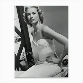 Portrait Of Actress Grace Kelly Wearing A White Dress Canvas Print