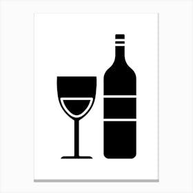 Wine Bottle And Glass Icon Canvas Print