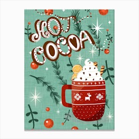 Christmas Hot Cocoa Blue Canvas Print