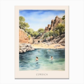 Swimming In Corsica France Watercolour Poster Canvas Print