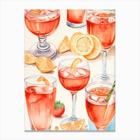 Watercolor Cocktail Watercolor Painting Canvas Print