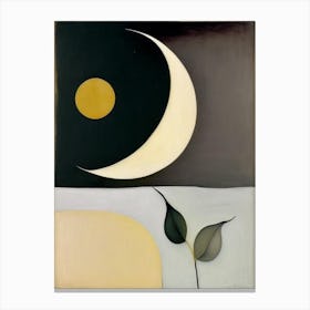 Crescent Moon And Lotus 1, Abstract Painting Canvas Print