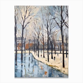 Winter City Park Painting Kensington Gardens London 1 Canvas Print