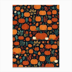 Autumn Leaves And Pumpkins Canvas Print