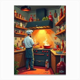 Chef In The Kitchen Canvas Print