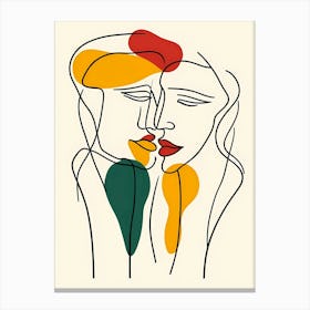 Whispers in Color: Minimalist Line Art with Abstract Expressionism Artwork Canvas Print