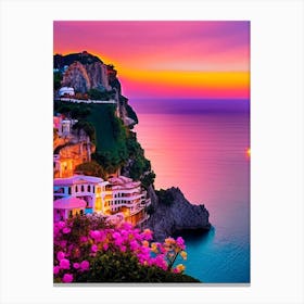 The Amalfi Coast, Italy Sunset Pop Art Photography Canvas Print
