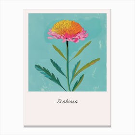 Scabiosa 1 Square Flower Illustration Poster Canvas Print