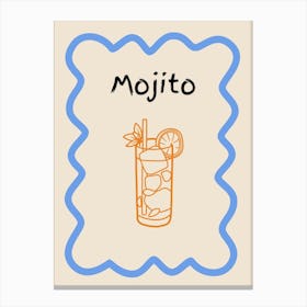 Mojito Doodle Poster Blue & Orange Canvas Print