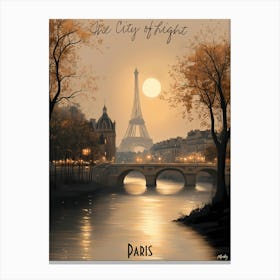 City Of Lights Paris, minimalist soft tones palette, watercolor poster Canvas Print