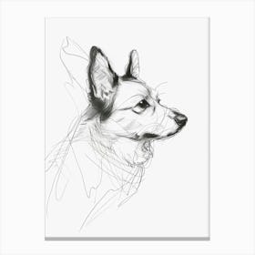 Corgi Dog Charcoal Line 1 Canvas Print